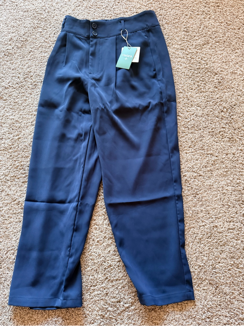 HALARA Women’s Navy Blue High-Waist Tapered Trousers